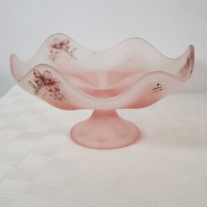 Viking Satin Pink Swing Footed Dish
